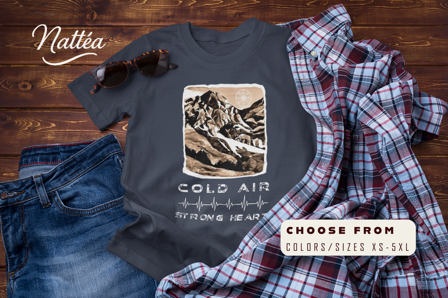 Cold Air Strong Heart T-Shirt – Mountain Adventure Hiking Tee