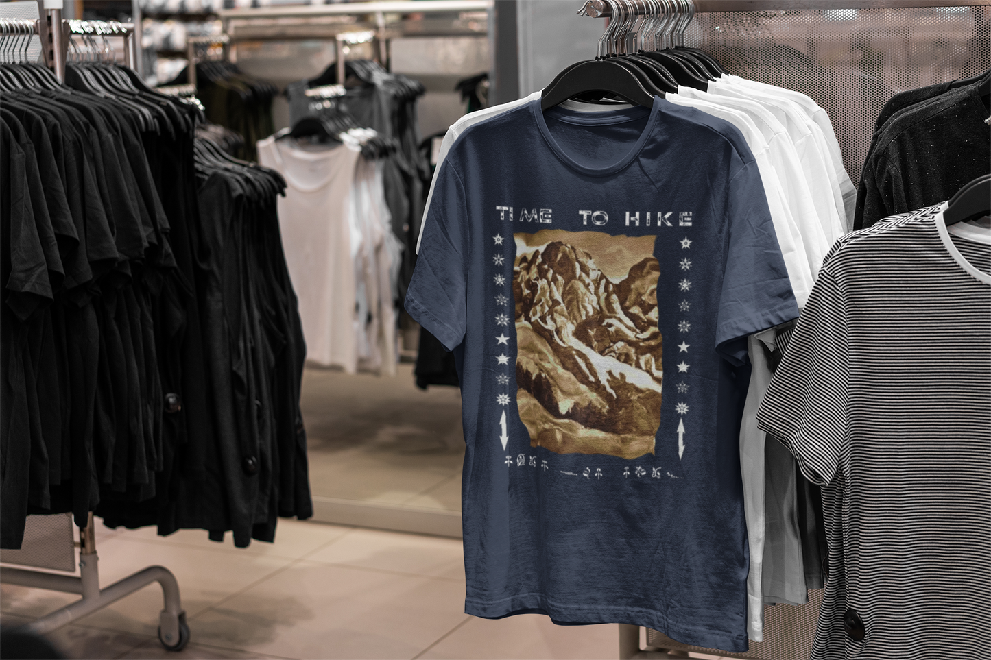 Time to Hike T-Shirt – Vintage Mountain Design from Original Painting