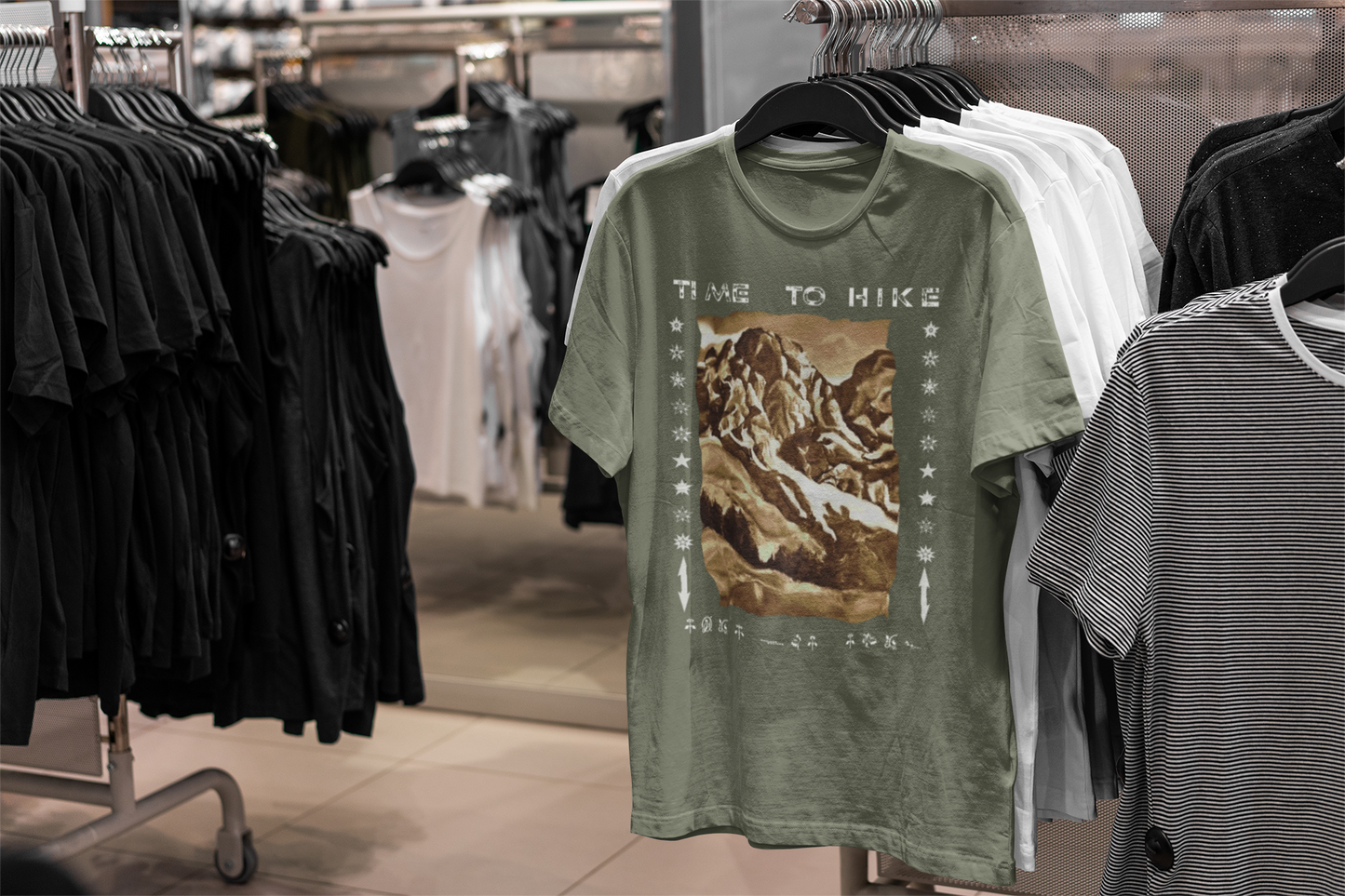 Time to Hike T-Shirt – Vintage Mountain Design from Original Painting