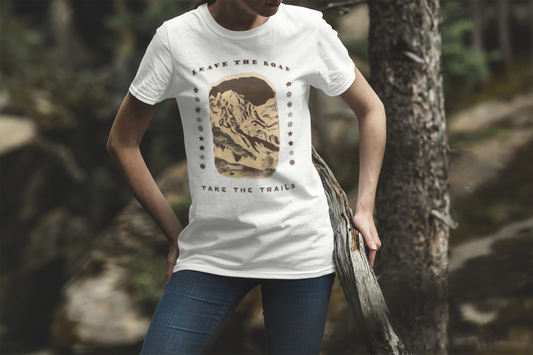 Leave the road take the trails  T-Shirt –  Dark Vintage Mountain Scene from Oil Painting