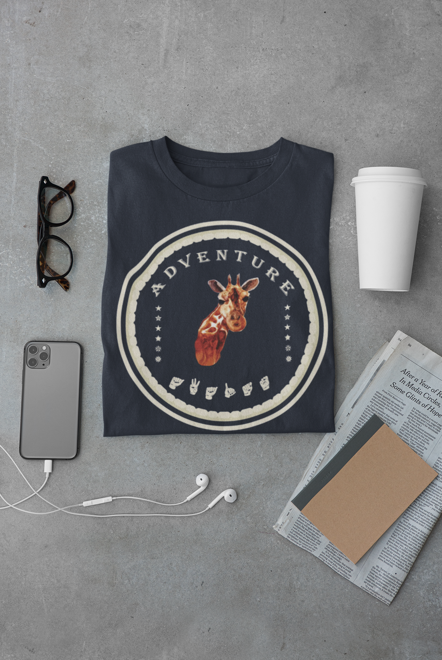 Watercolor Giraffe T-Shirt – ASL Sign Language, Safari Vibes & Adventure Awaits Style