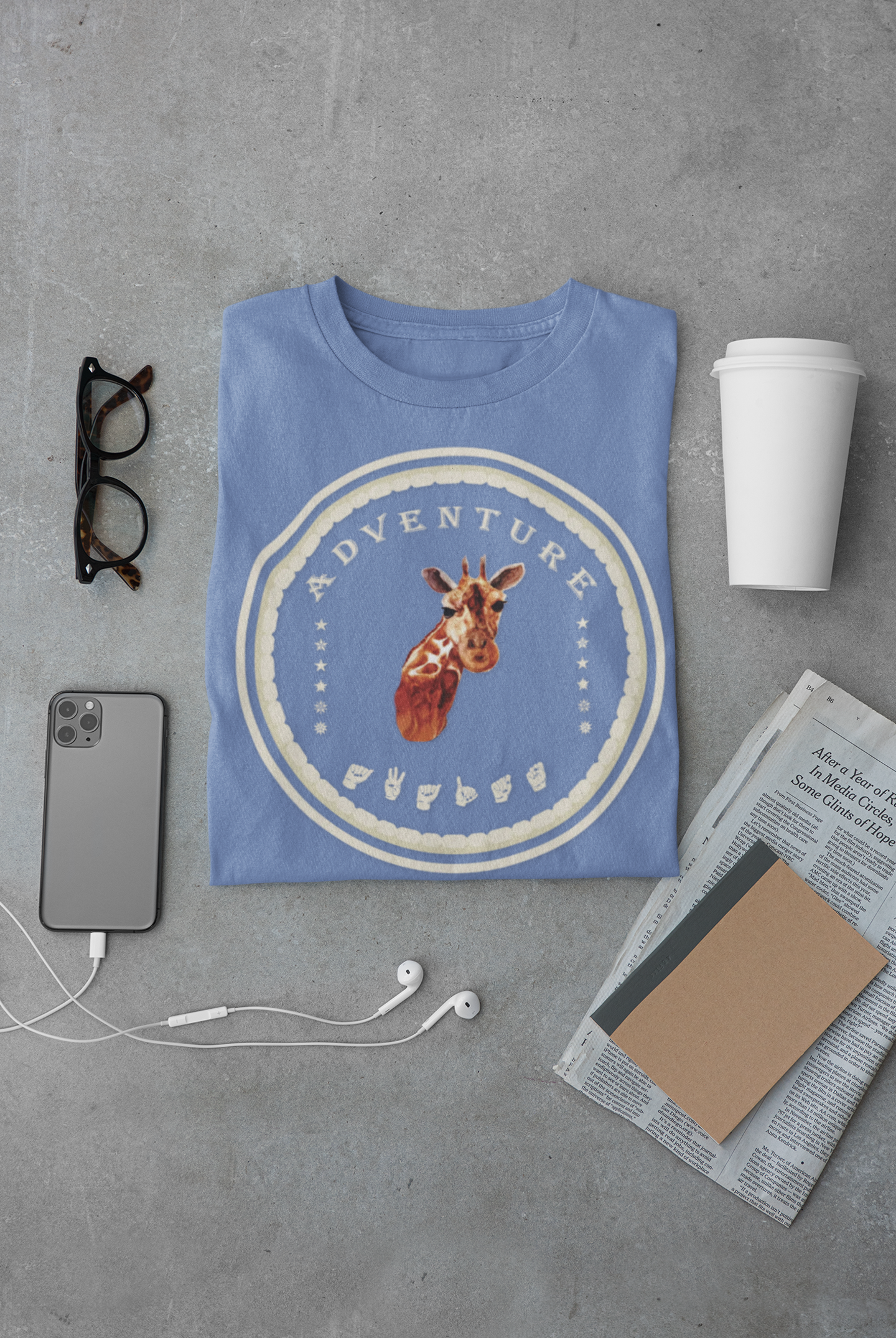 Watercolor Giraffe T-Shirt – ASL Sign Language, Safari Vibes & Adventure Awaits Style