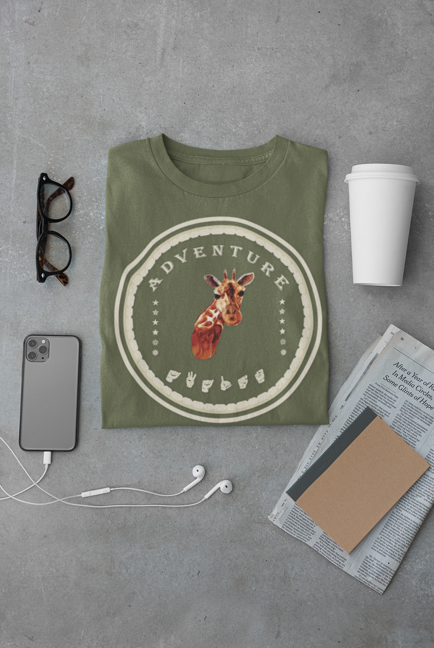 Watercolor Giraffe T-Shirt – ASL Sign Language, Safari Vibes & Adventure Awaits Style