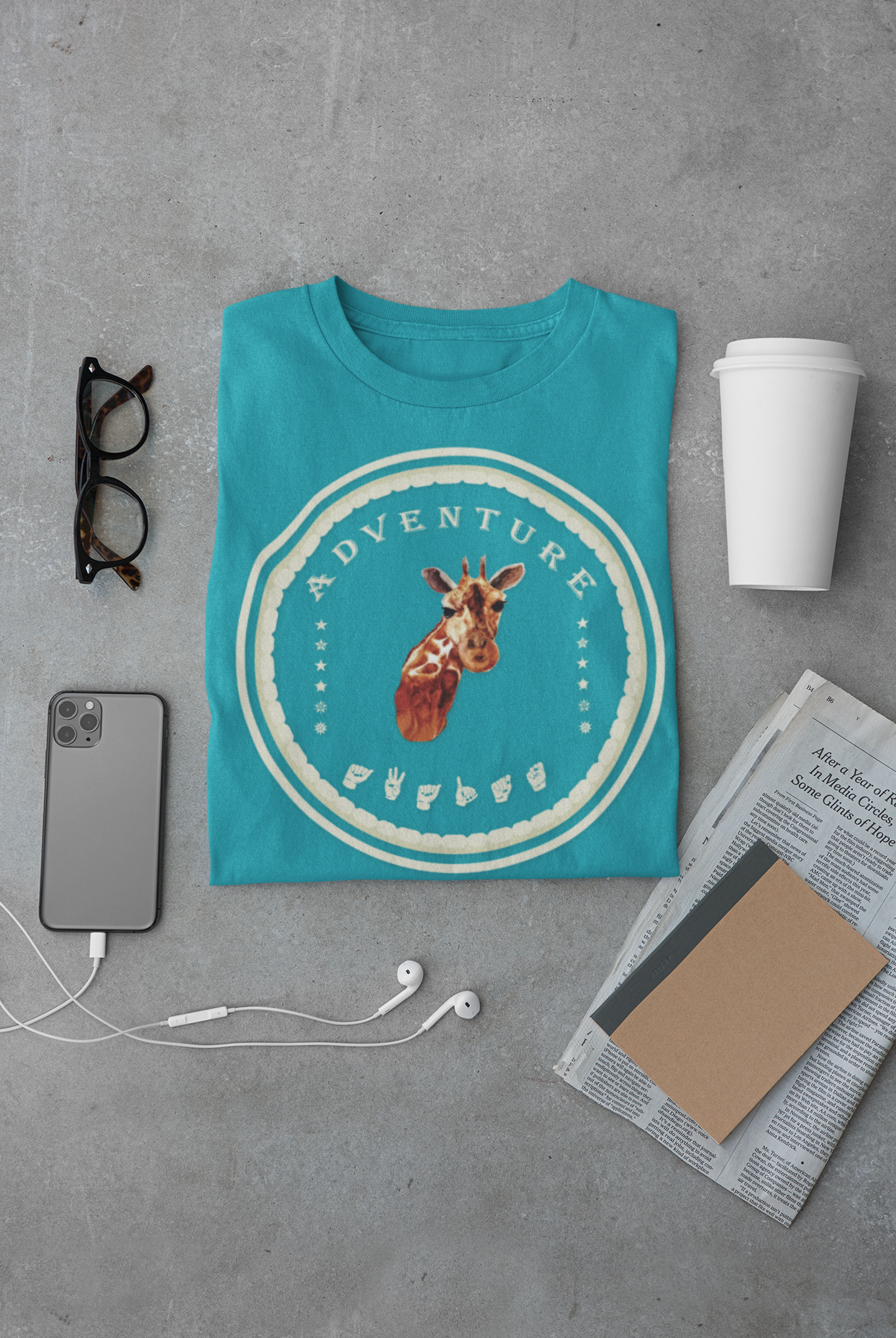 Watercolor Giraffe T-Shirt – ASL Sign Language, Safari Vibes & Adventure Awaits Style