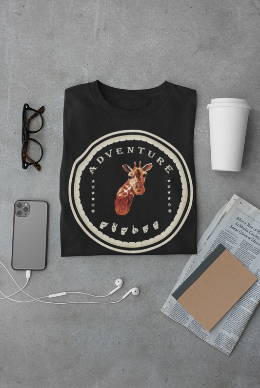 Watercolor Giraffe T-Shirt – ASL Sign Language, Safari Vibes & Adventure Awaits Style