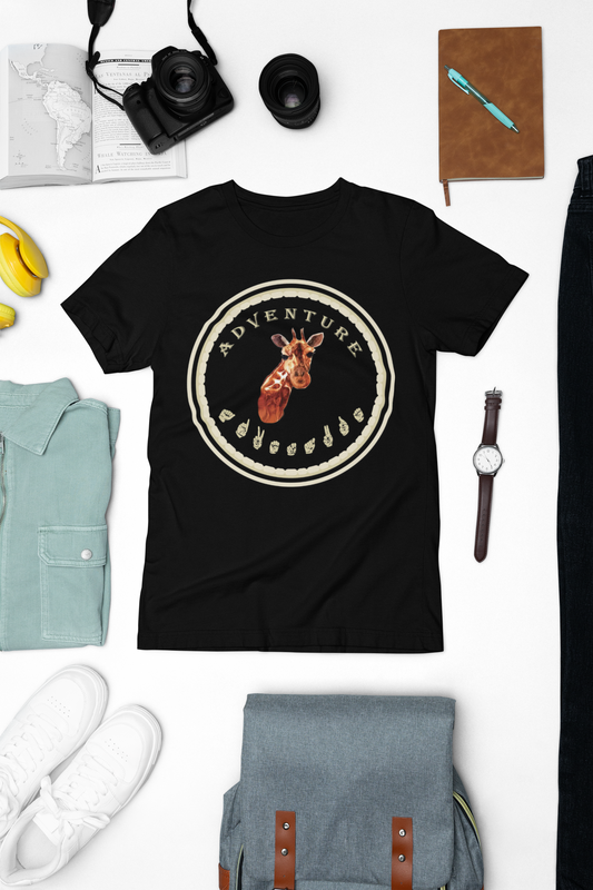Watercolor Giraffe T-Shirt – ASL Sign Language, Safari Vibes & Adventure Style