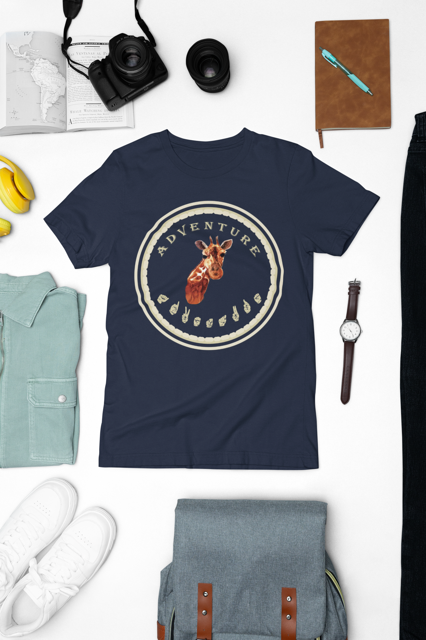 Watercolor Giraffe T-Shirt – ASL Sign Language, Safari Vibes & Adventure Style