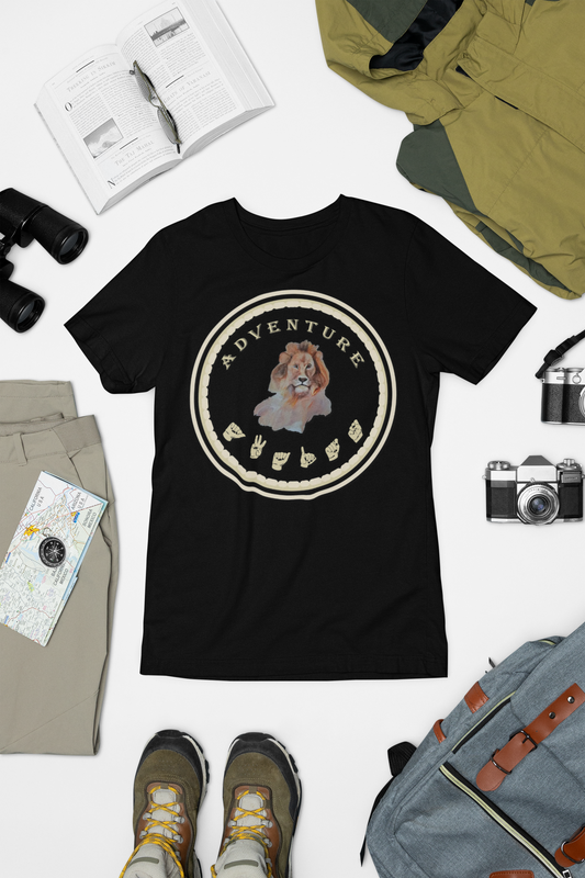 Watercolor Lion T-Shirt – ASL Sign Language, Safari Vibes & Adventure Style