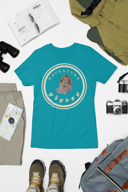 Watercolor Lion T-Shirt – ASL Sign Language, Safari Vibes & Adventure Style