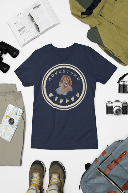 Watercolor Lion T-Shirt – ASL Sign Language, Safari Vibes & Adventure Style