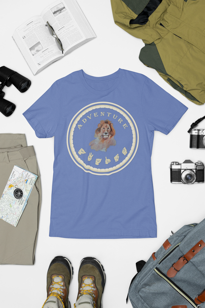 Watercolor Lion T-Shirt – ASL Sign Language, Safari Vibes & Adventure Style