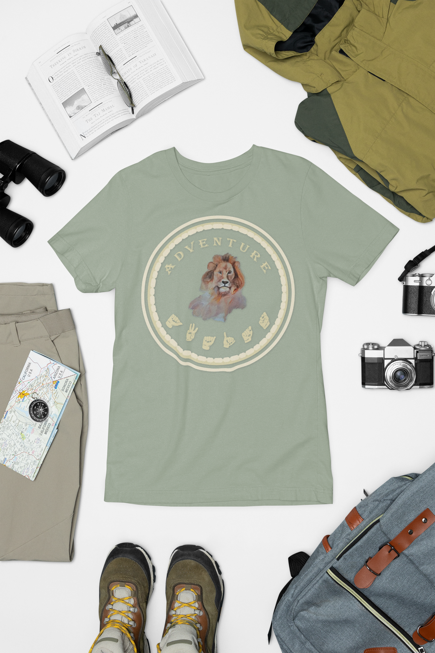 Watercolor Lion T-Shirt – ASL Sign Language, Safari Vibes & Adventure Style