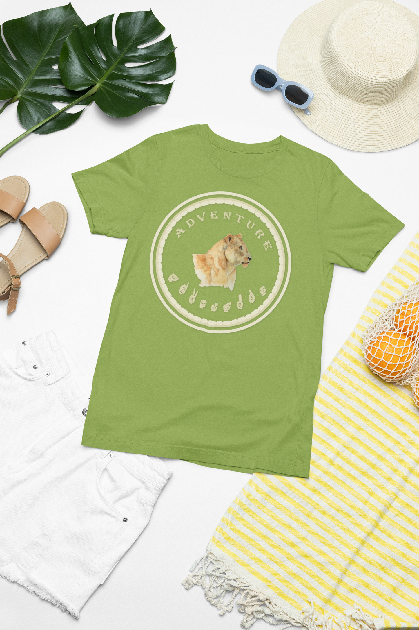Watercolor Lioness T-Shirt – ASL Sign Language, Safari Vibes & Adventure Style
