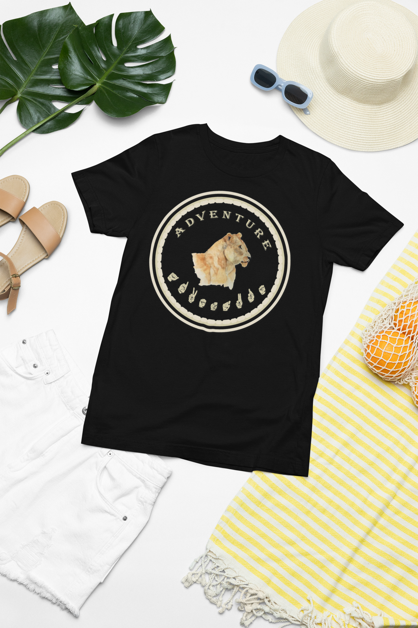 Watercolor Lioness T-Shirt – ASL Sign Language, Safari Vibes & Adventure Style