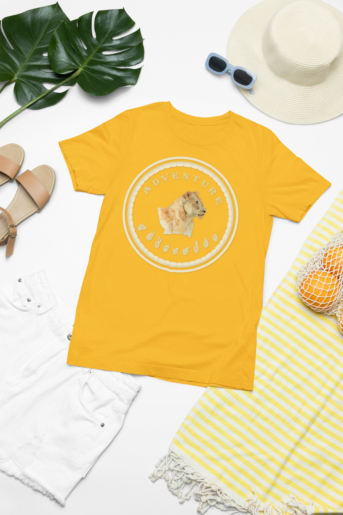 Watercolor Lioness T-Shirt – ASL Sign Language, Safari Vibes & Adventure Style