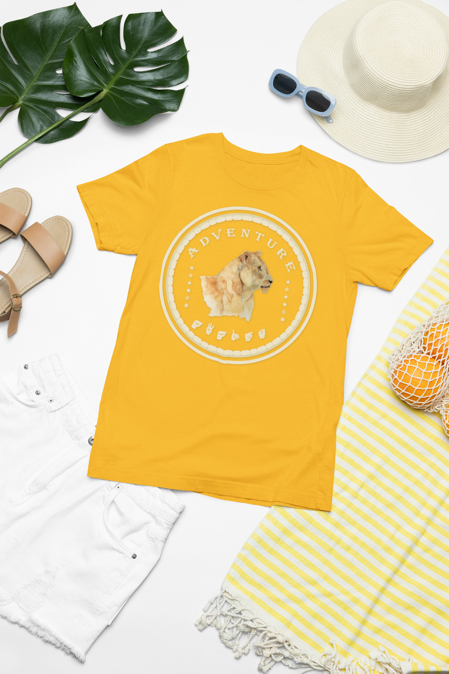 Watercolor Lioness T-Shirt – ASL Sign Language, Safari Vibes & Adventure Awaits Style