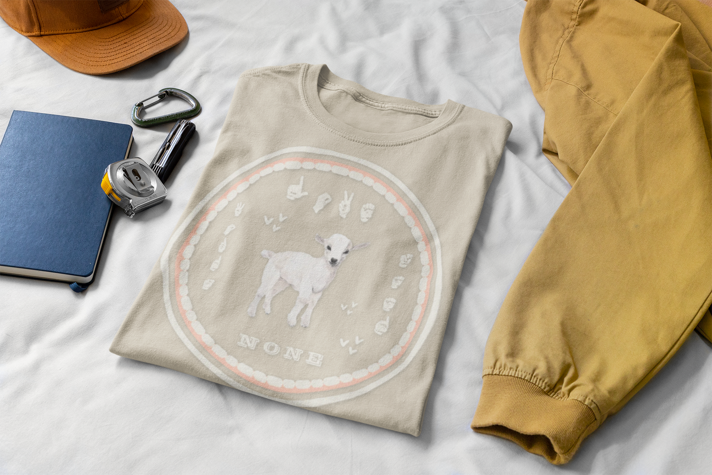 Love needs no words / ASL T-Shirt – White Lamb Design from Original Watercolor Painting