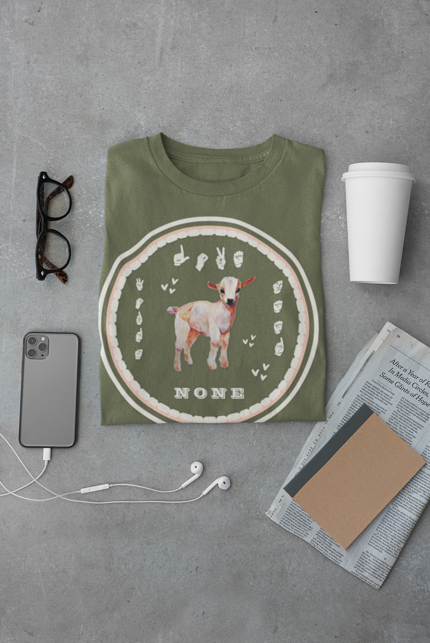 Love needs no words / ASL T-Shirt – Cute Lamb Design from Original Watercolor Painting