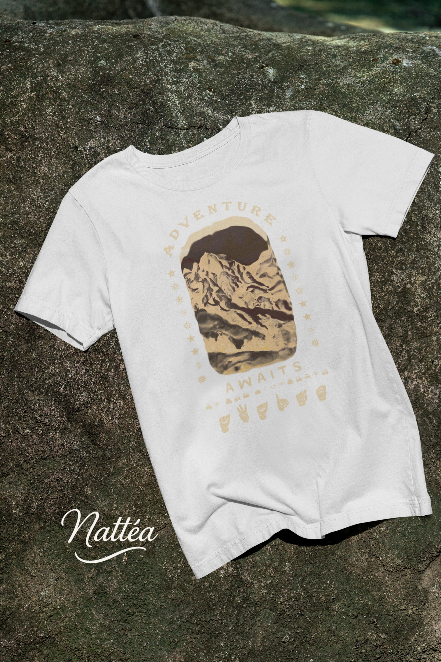Adventure Awaits T-Shirt – ASL Vintage Dark Mountain Scene from Oil Painting