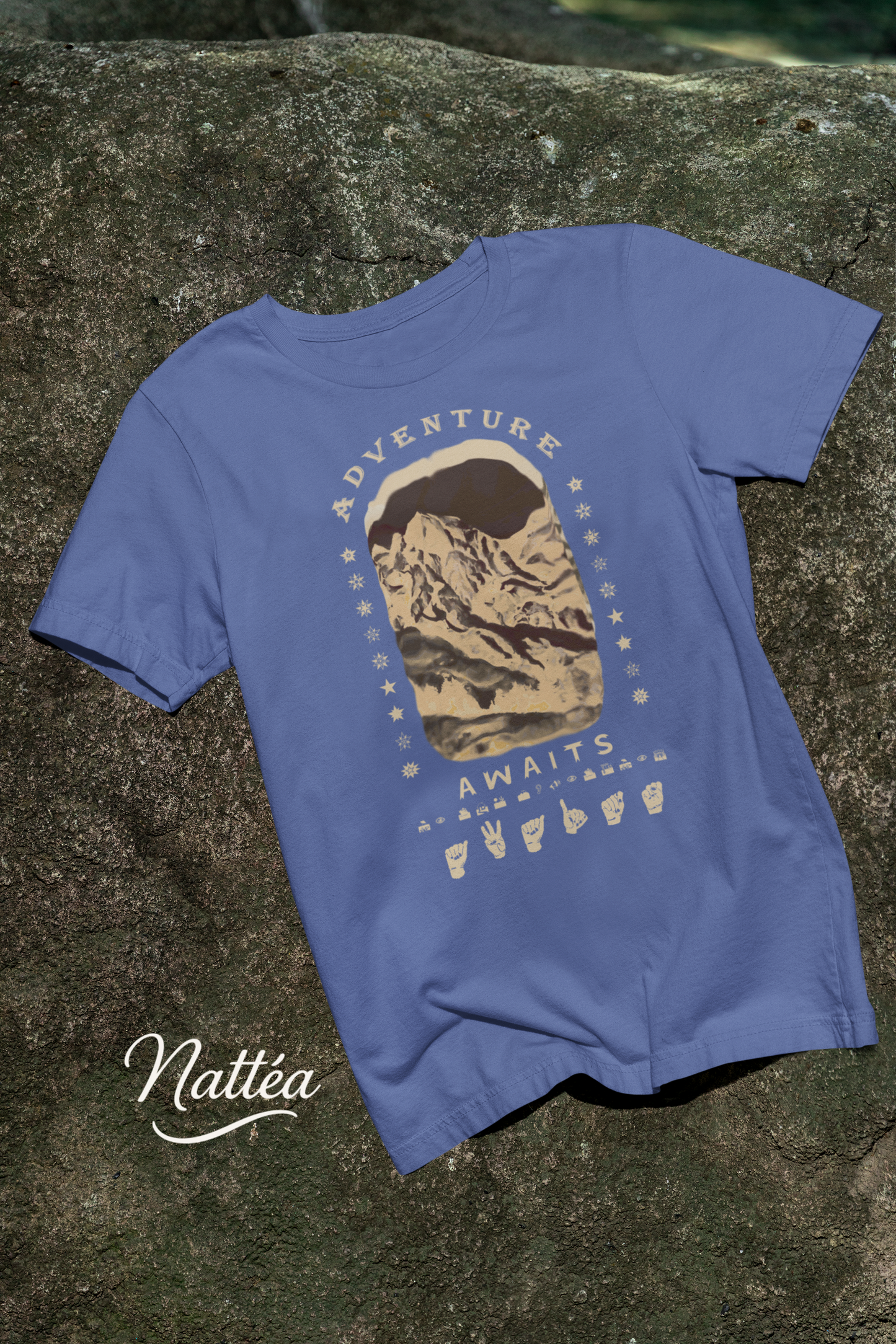 Adventure Awaits T-Shirt – ASL Vintage Dark Mountain Scene from Oil Painting