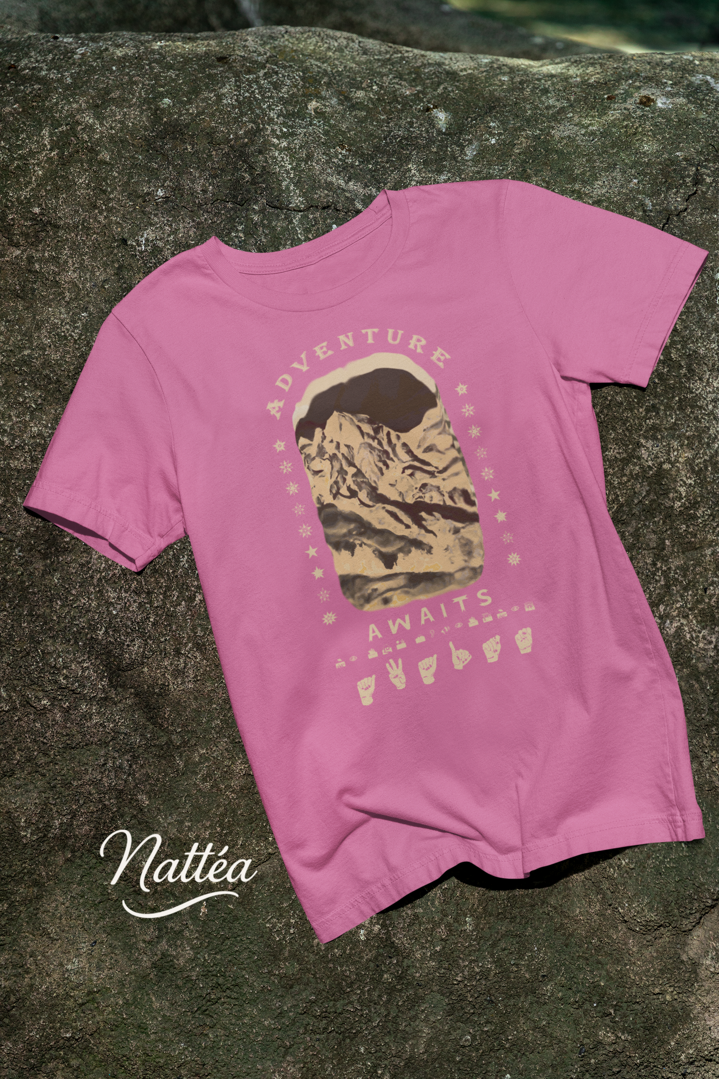 Adventure Awaits T-Shirt – ASL Vintage Dark Mountain Scene from Oil Painting