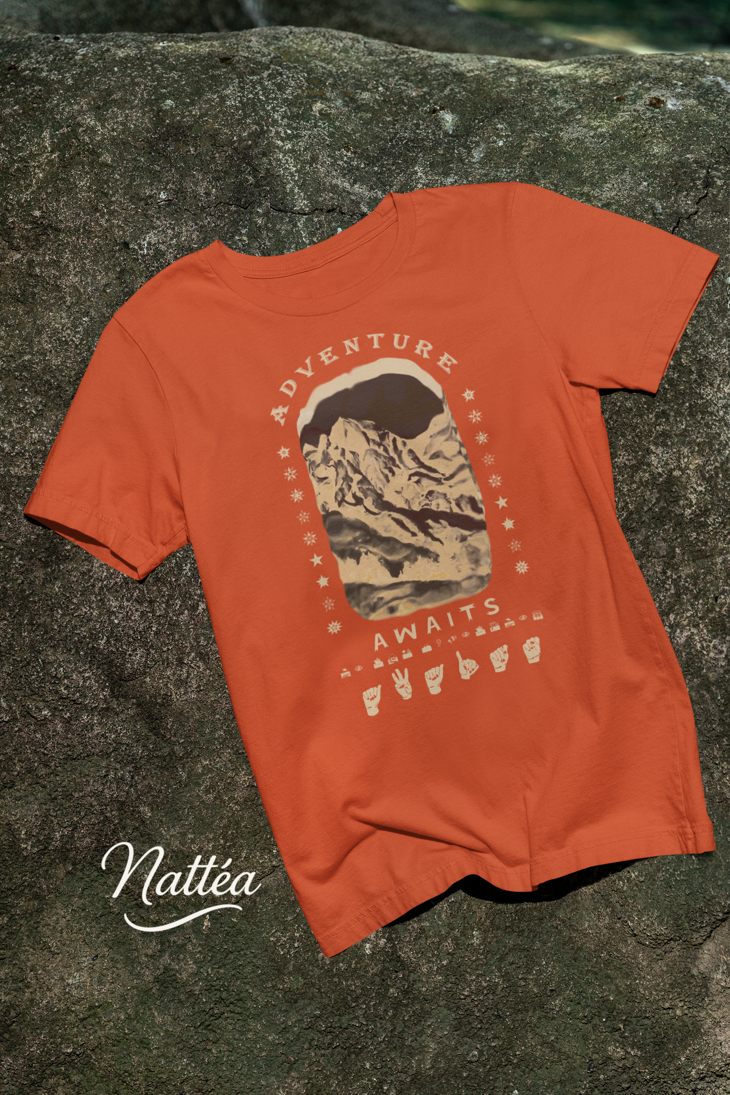 Adventure Awaits T-Shirt – ASL Vintage Dark Mountain Scene from Oil Painting