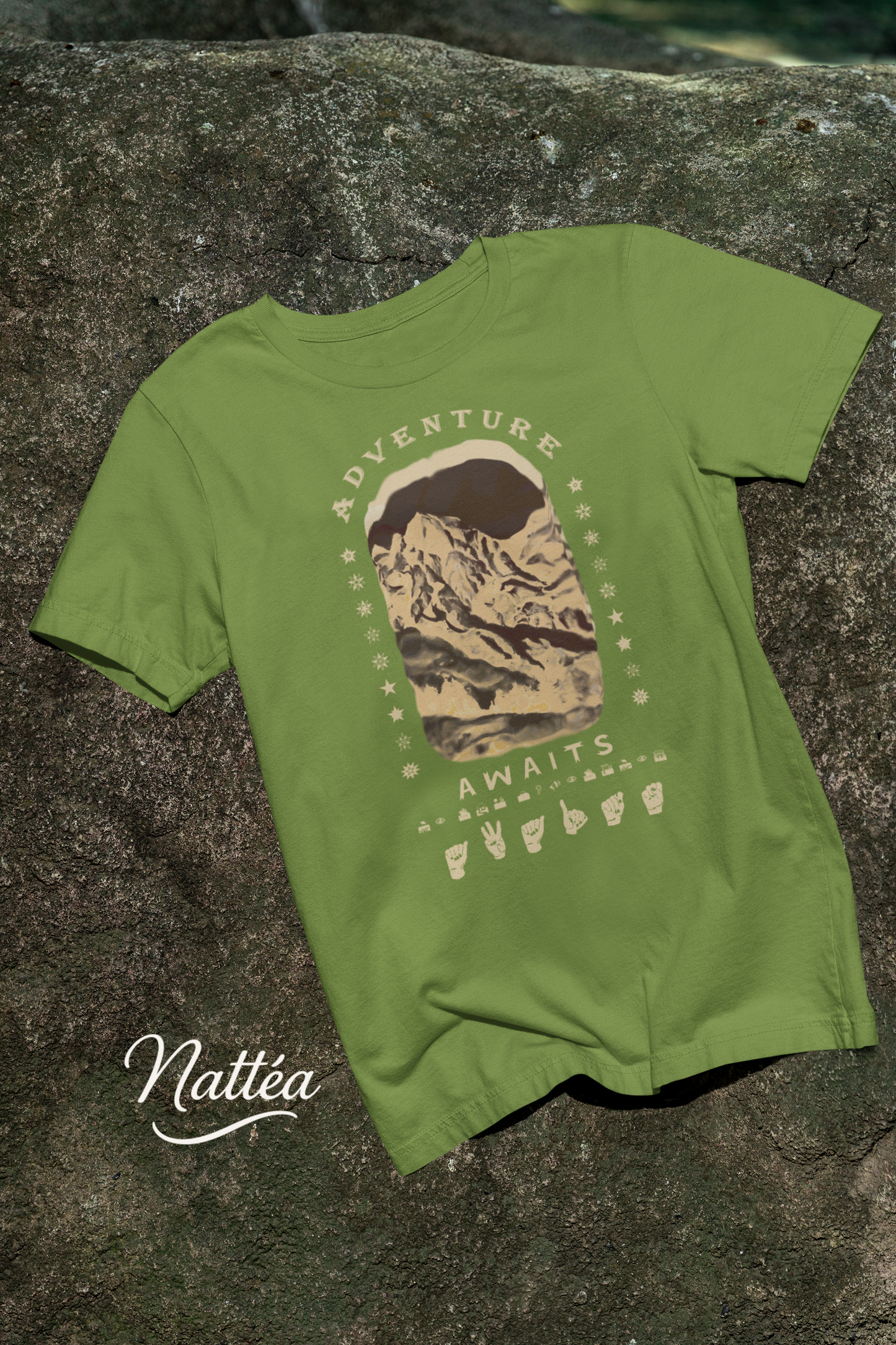 Adventure Awaits T-Shirt – ASL Vintage Dark Mountain Scene from Oil Painting