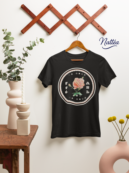 ASL T-Shirt – Pastel Rose Design from Original Art