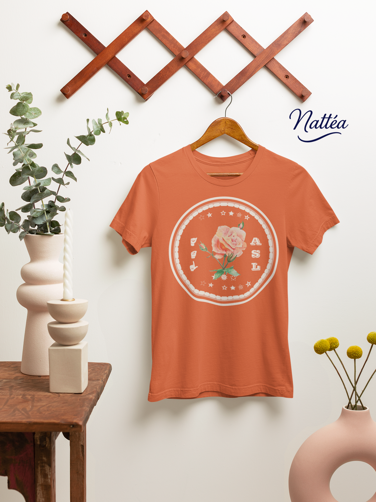 ASL T-Shirt – Pastel Rose Design from Original Art