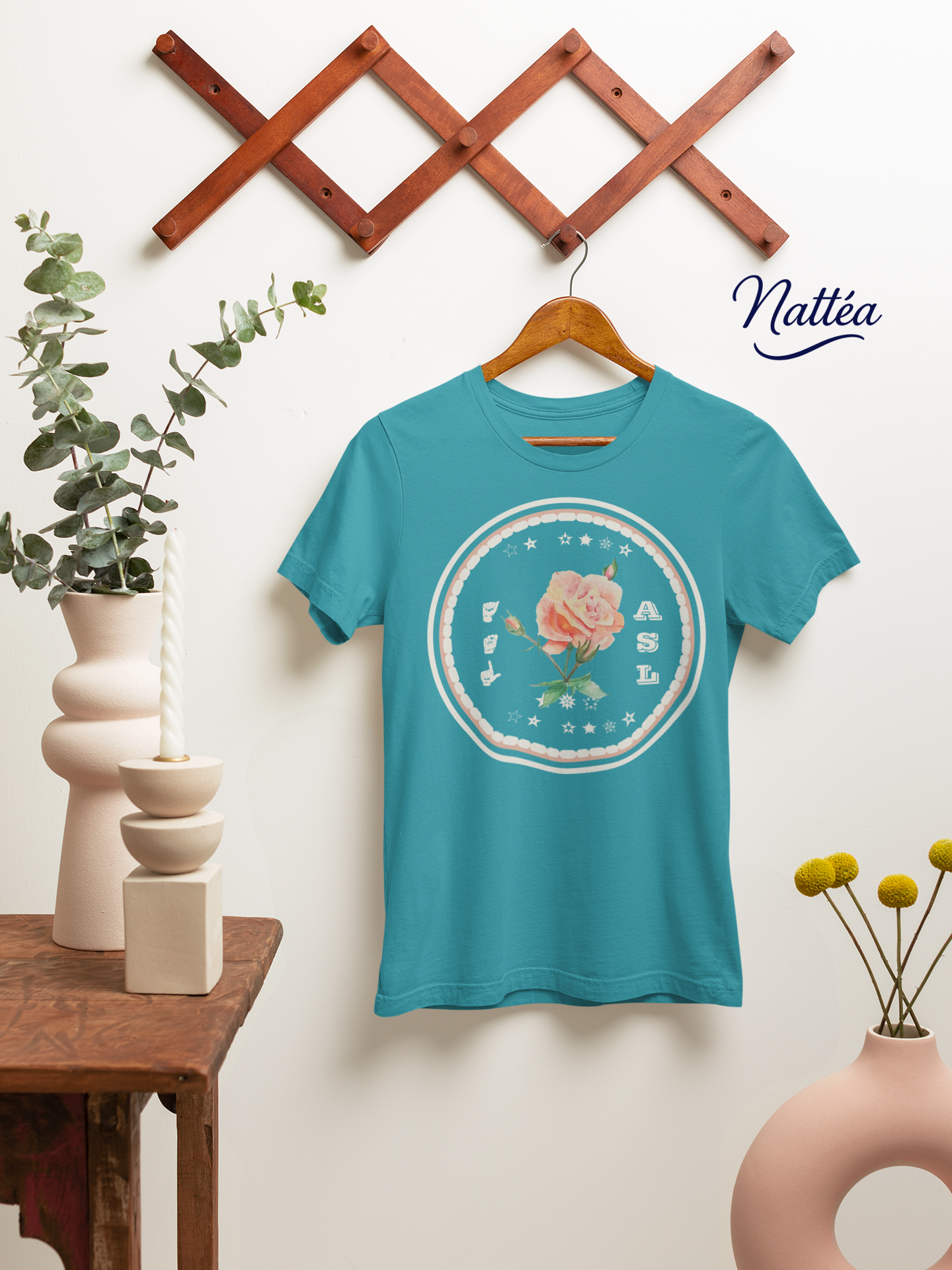 ASL T-Shirt – Pastel Rose Design from Original Art