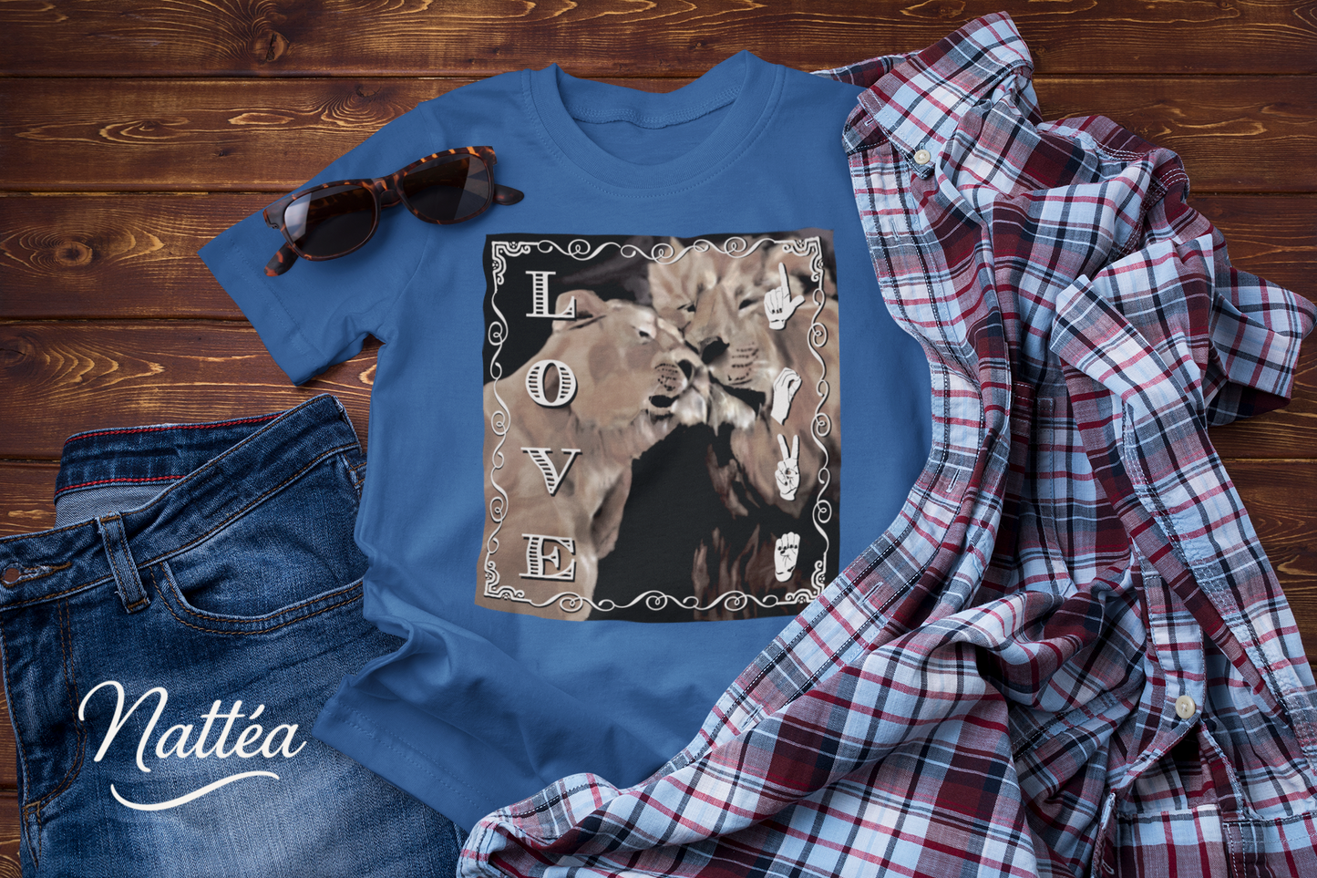 ASL Love T-Shirt – Lion Pair Design from Original Art