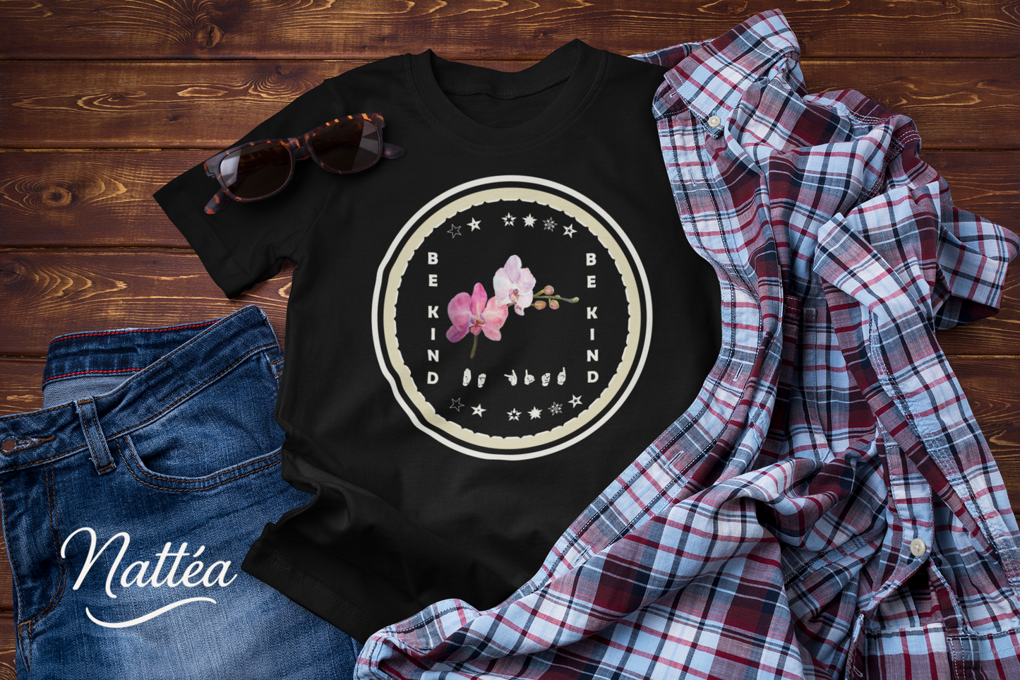 Be Kind ASL T-Shirt –Orchid Design from Original Art