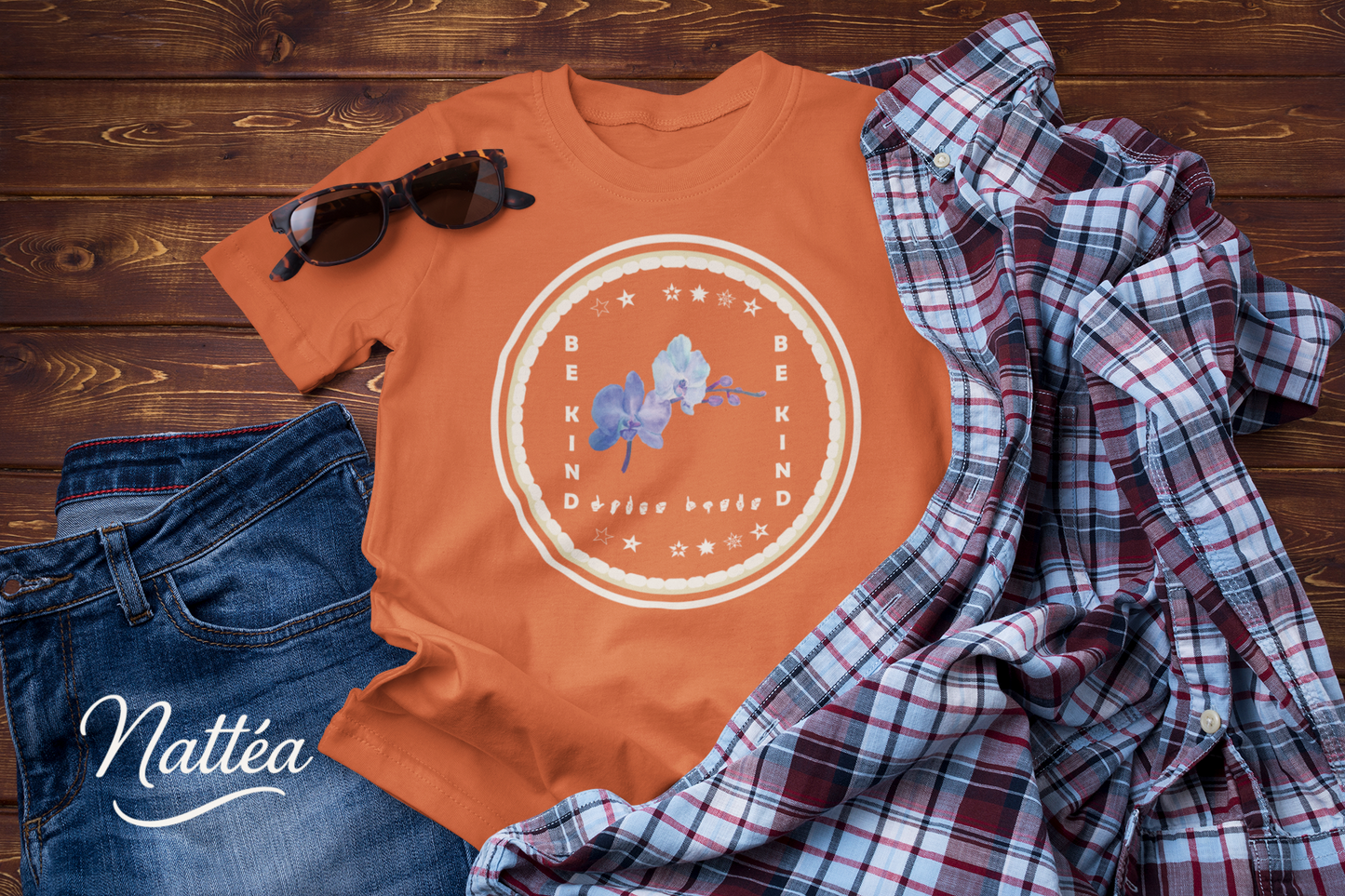 Be Kind ASL T-Shirt – Blue Orchid Design from Original Art