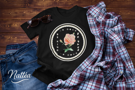 Be Kind ASL T-Shirt – Patel Rose Design from Original Art