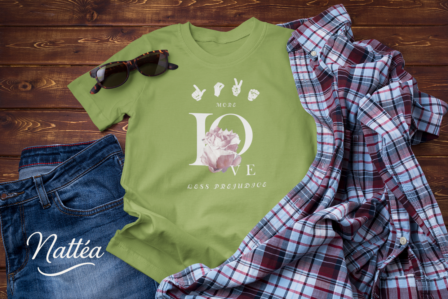 ASL Style More Love less prejudice  Rose Art Tee – Inspired by Original Oil Painting