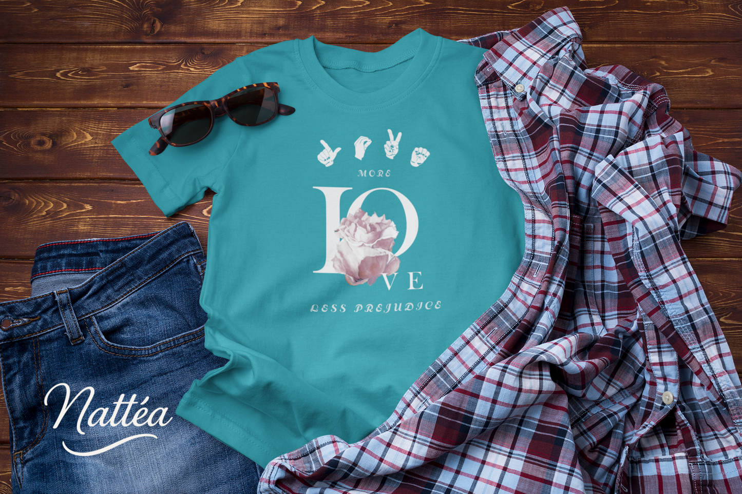 ASL Style More Love less prejudice  Rose Art Tee – Inspired by Original Oil Painting