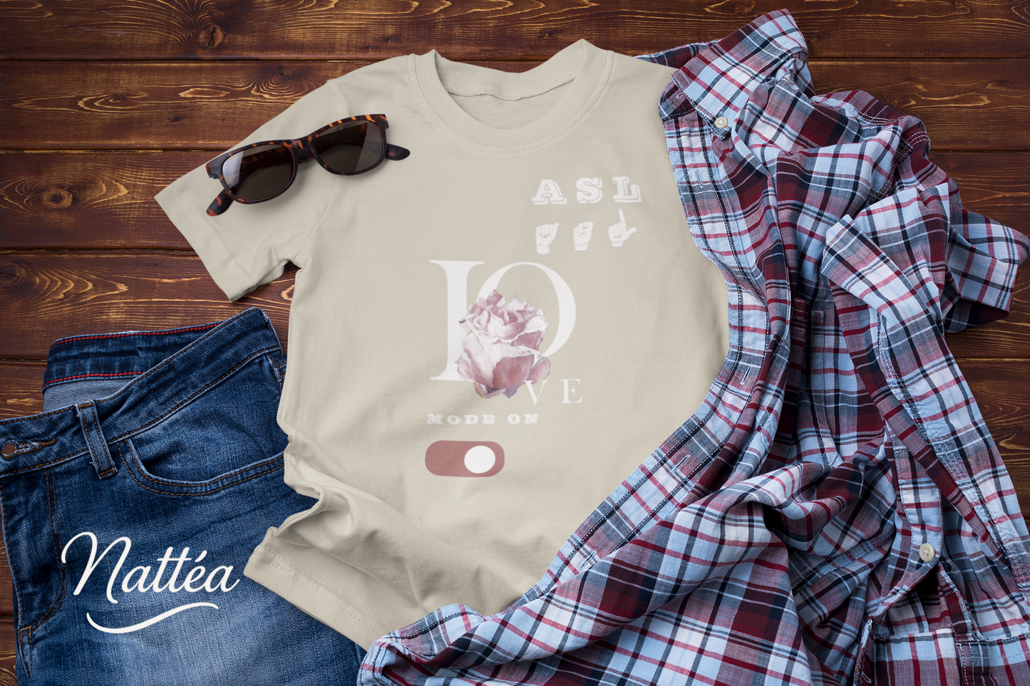 ASL mode on Rose Art Tee Love Style – Inspired by Original Oil Painting