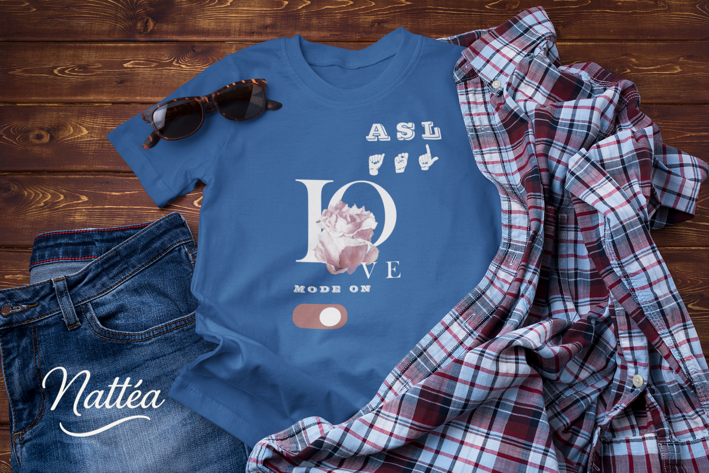 ASL mode on Rose Art Tee Love Style – Inspired by Original Oil Painting