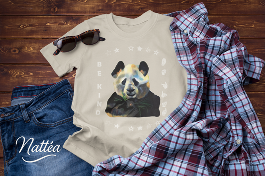 Be Kind ASL T-Shirt – Panda  Design from Original Oil Painting