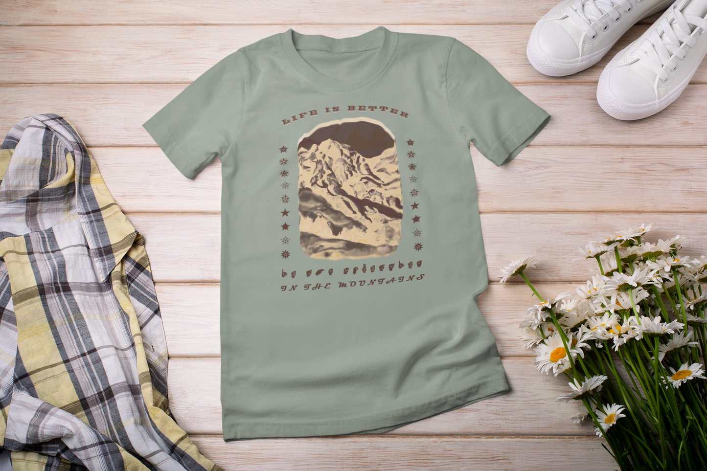 Life is better in the  Mountains ASL T-Shirt for Adventure Lovers, Trip Shirt, Travel Gifts, Vacation Tee, Wanderlust Apparel Dark Style