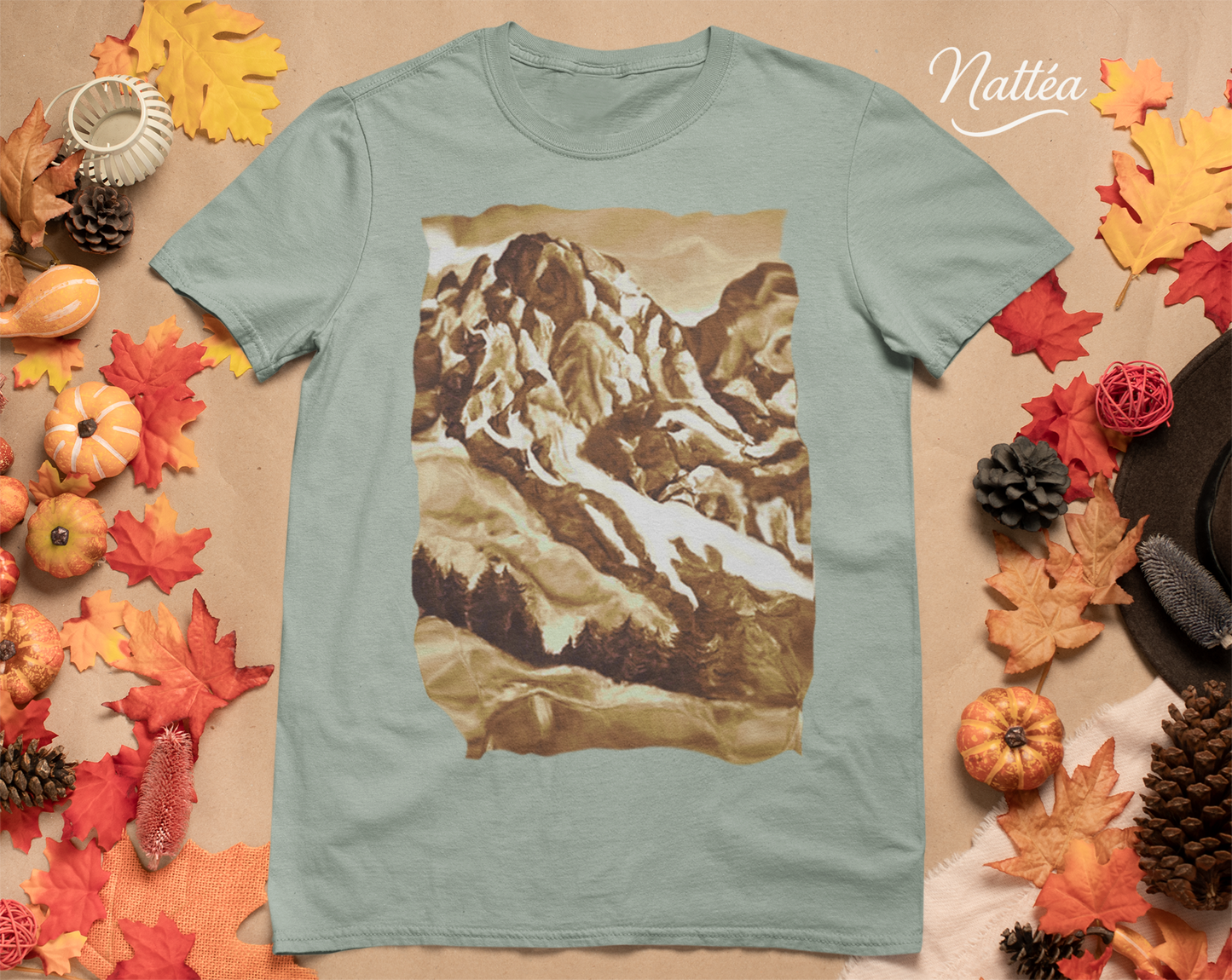 Vintage Mountain T-Shirt  Design from Original Painting
