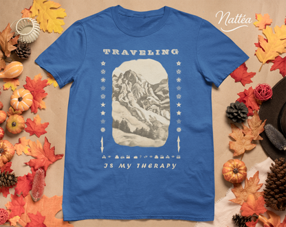 Traveling is my Therapy l  Light Vintage Mountain Scene from Oil Painting