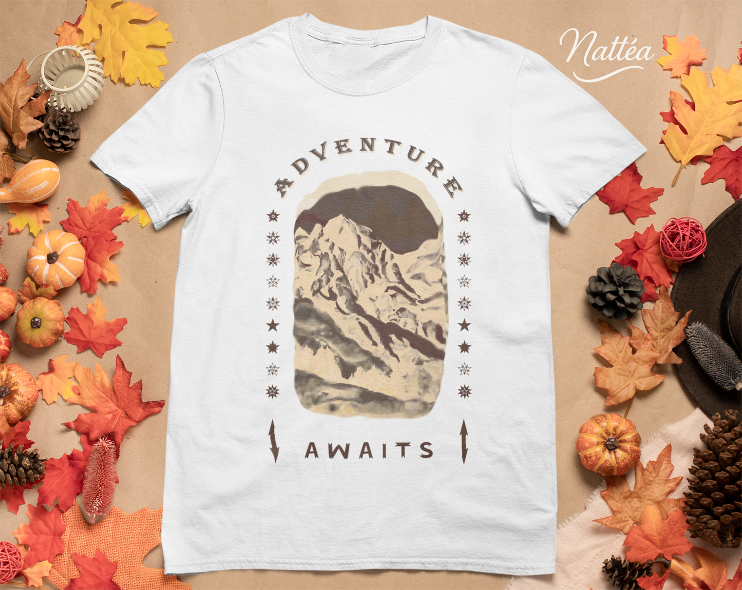 Adventure  Awaits T-Shirt –  Dark Vintage Mountain Scene from Oil Painting