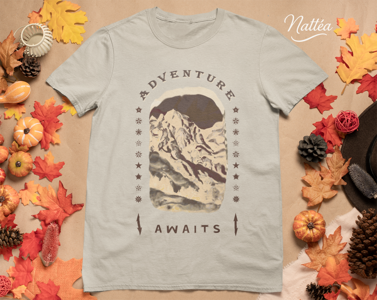 Adventure  Awaits T-Shirt –  Dark Vintage Mountain Scene from Oil Painting