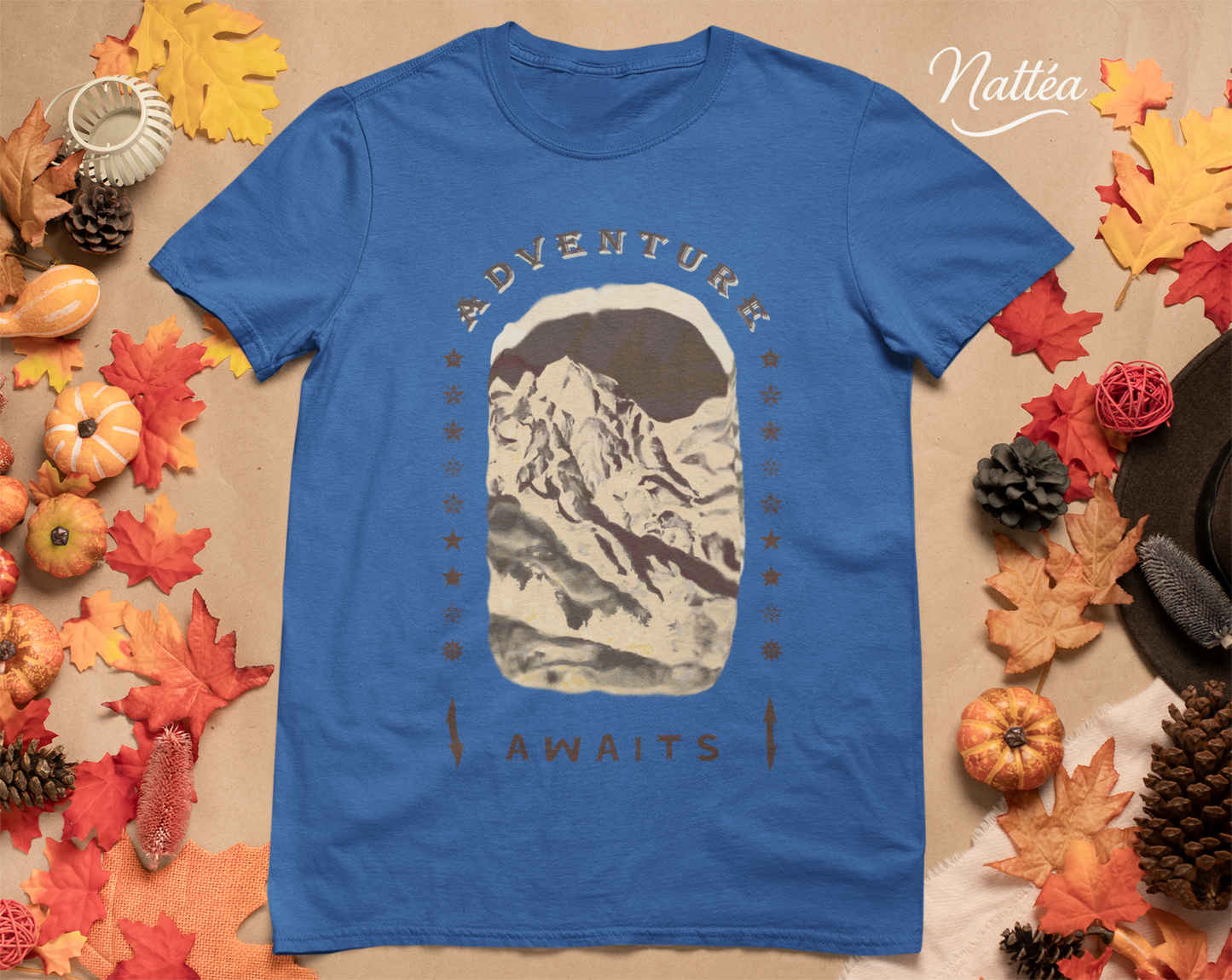 Adventure  Awaits T-Shirt –  Dark Vintage Mountain Scene from Oil Painting
