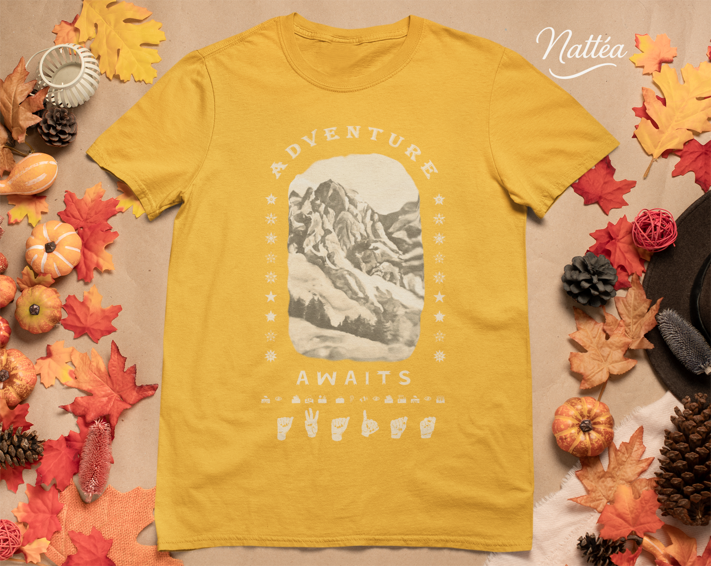 Adventure Awaits T-Shirt – ASL Vintage Mountain Scene from Oil Painting