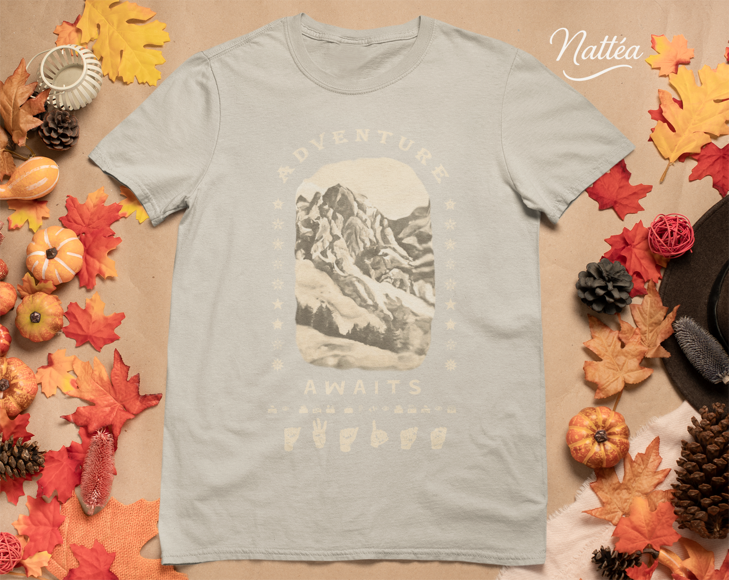 Adventure Awaits T-Shirt – ASL Vintage Mountain Scene from Oil Painting