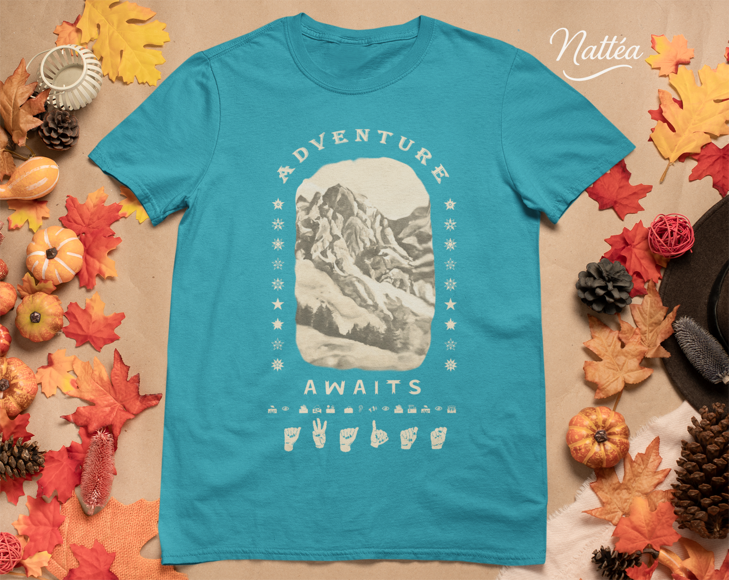 Adventure Awaits T-Shirt – ASL Vintage Mountain Scene from Oil Painting