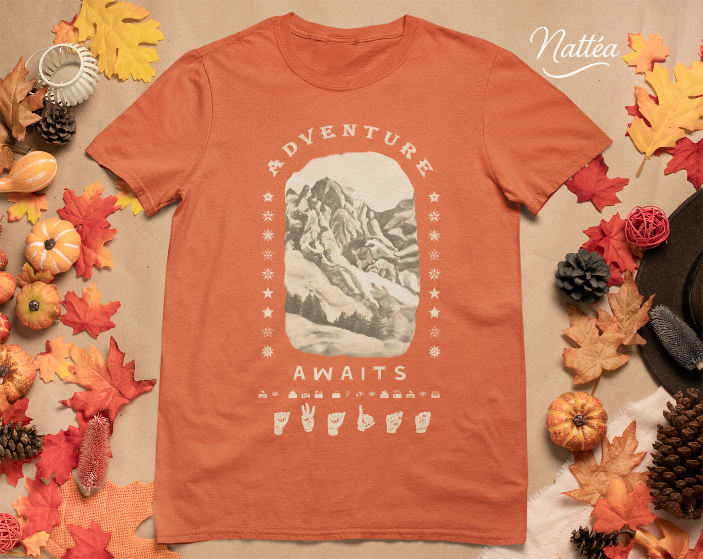 Adventure Awaits T-Shirt – ASL Vintage Mountain Scene from Oil Painting
