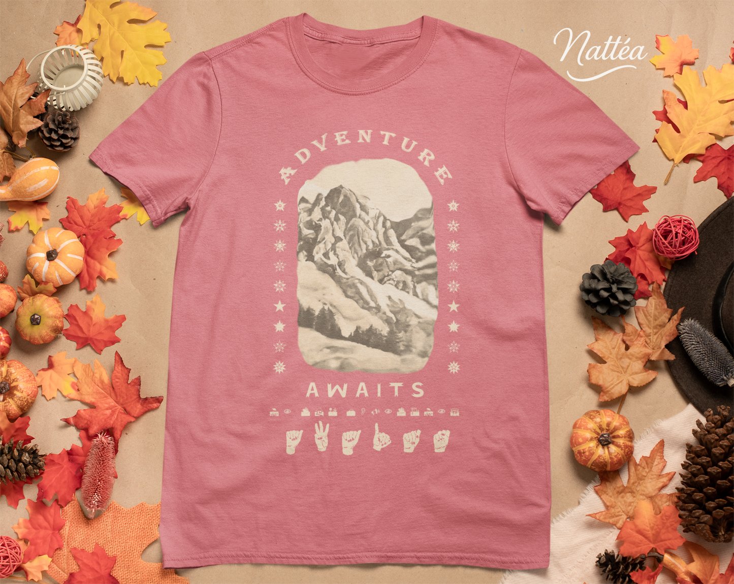 Adventure Awaits T-Shirt – ASL Vintage Mountain Scene from Oil Painting